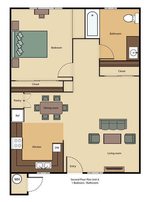 Lemon Hill One Bedroom Floor Plan